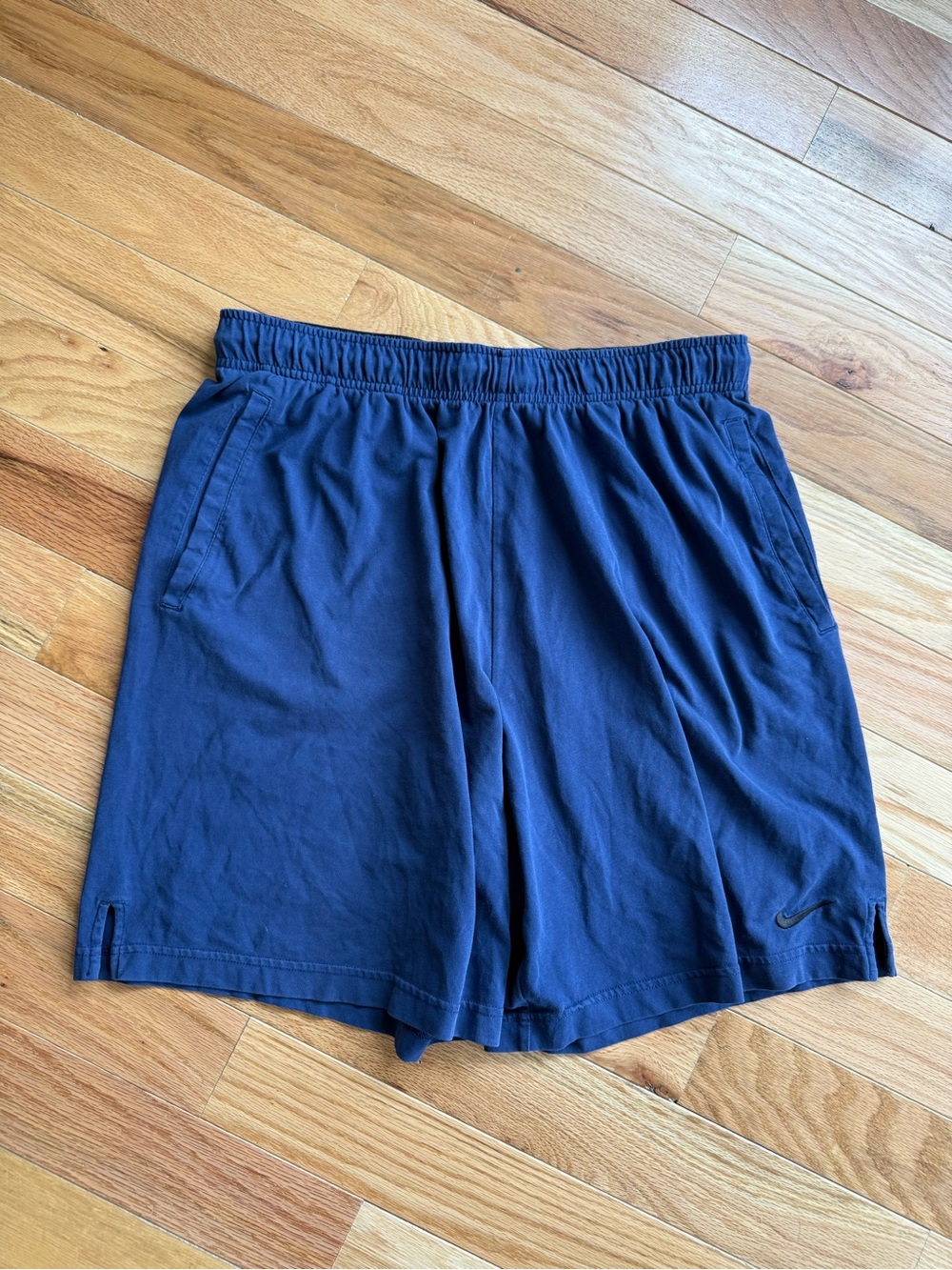Nike Men's Dark Blue Athletic Shorts with Subtle Swoosh